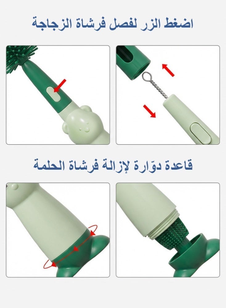 BBMORE 3-in-1 Silicone Feeding Bottle Brush,  Bottle Cleaning Brush with Long Handle Portable for Baby Bottles, Sports Bottle, Vase, Glassware, Smaller Diameter Bottle Openings（Green) - Image 4